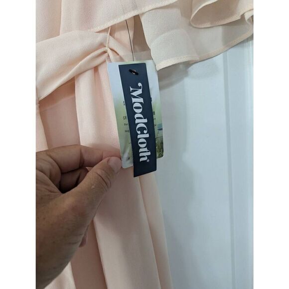 Modcloth Queen of Eden Wrap Dress Large‎ blush pink NWTs maxi chiffon bridesmaid - Picture 6 of 10